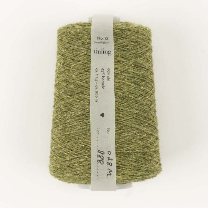 Önling No 12: All - season wool and cotton blend yarn - Moss green melange (028m)