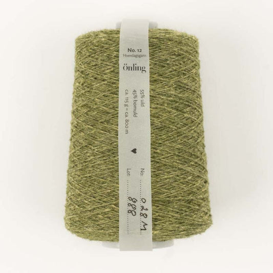 Önling No 12: All - season wool and cotton blend yarn - Moss green melange (028m)