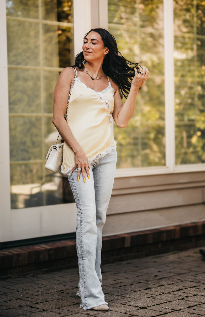 Oren Asymmetrical Satin Cami Yellow