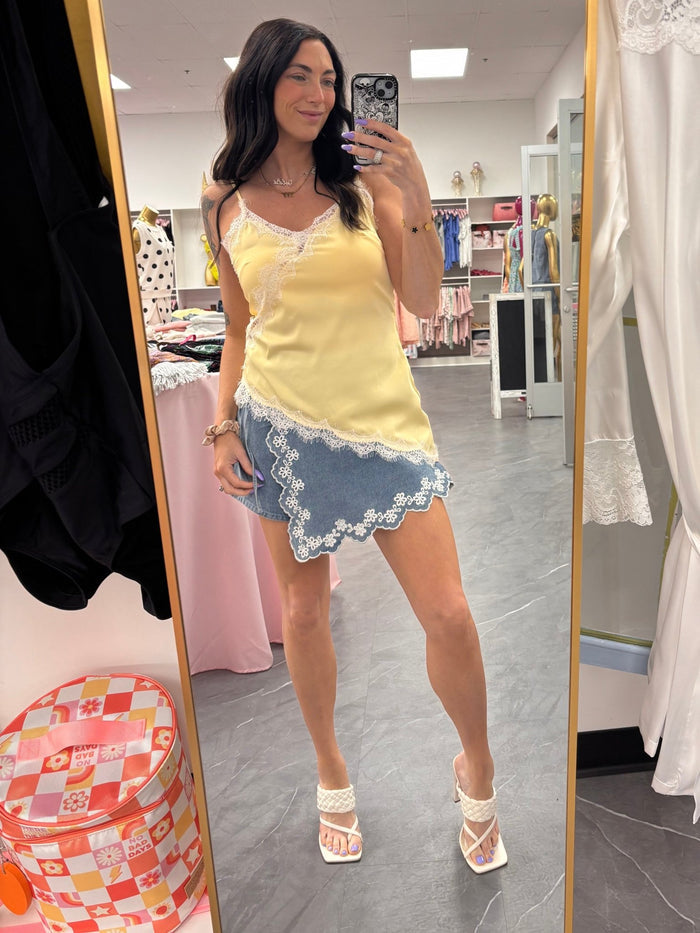 Oren Asymmetrical Satin Cami Yellow - Intimate Whispers