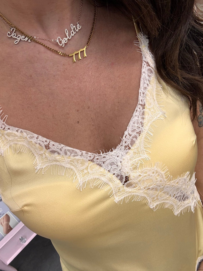 Oren Asymmetrical Satin Cami Yellow - Intimate Whispers