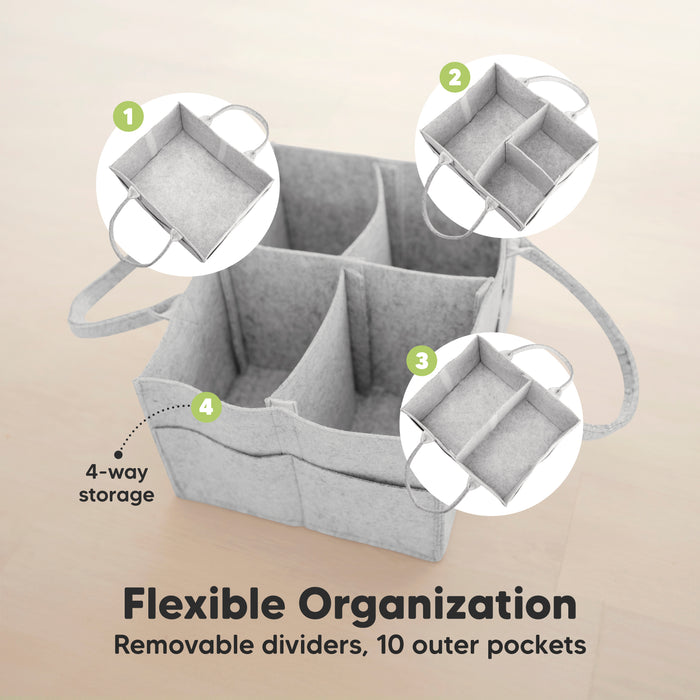 Flexible Organization
Removable dividers, 10 outer pockets