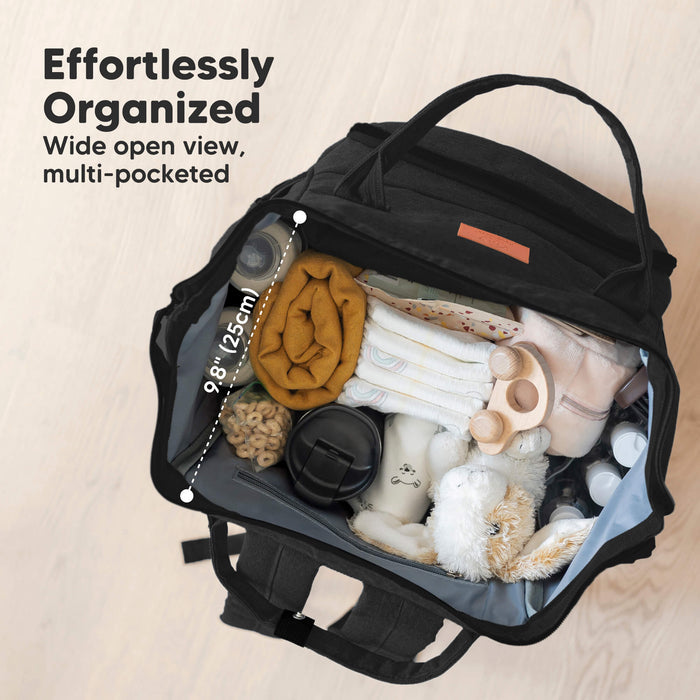 Effortlessly Organized, wide open view, multi-pocketed, measuring 9.8 inches or 25cm,