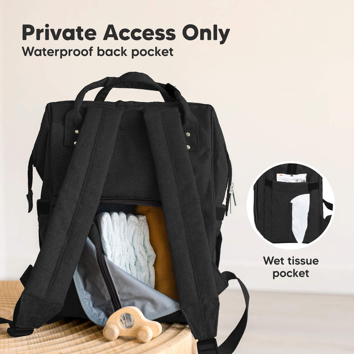 Private Access Only, Waterproof back pocket, Wet tissue pocket