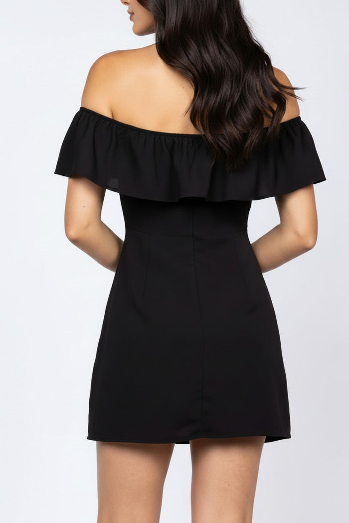 Park Avenue Off-The-Shoulder Black Dress-Cute-Trendy-Shop-Womens-Boutique-Clothing-Store