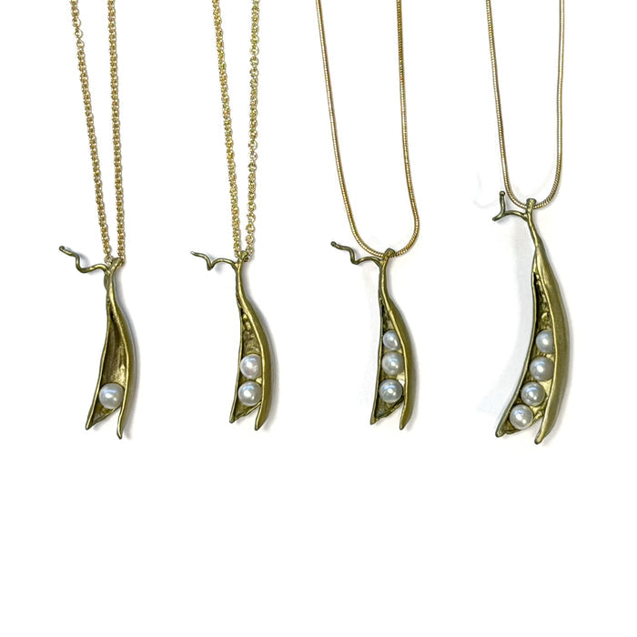 Pea Pod Pearl Pendant Necklaces by Michael Michaud
