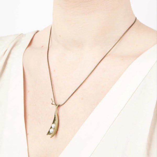 Pea Pod Pearl Pendant Necklaces by Michael Michaud