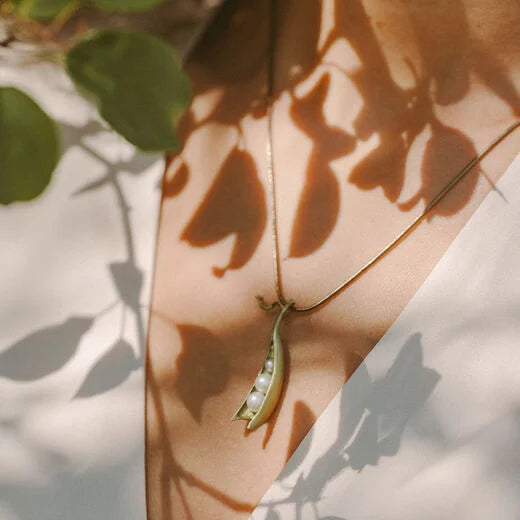 Pea Pod Pearl Pendant Necklaces by Michael Michaud