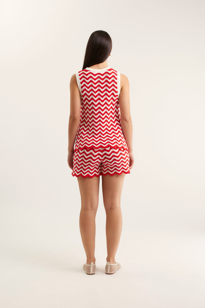 Pearle Top In Red/White