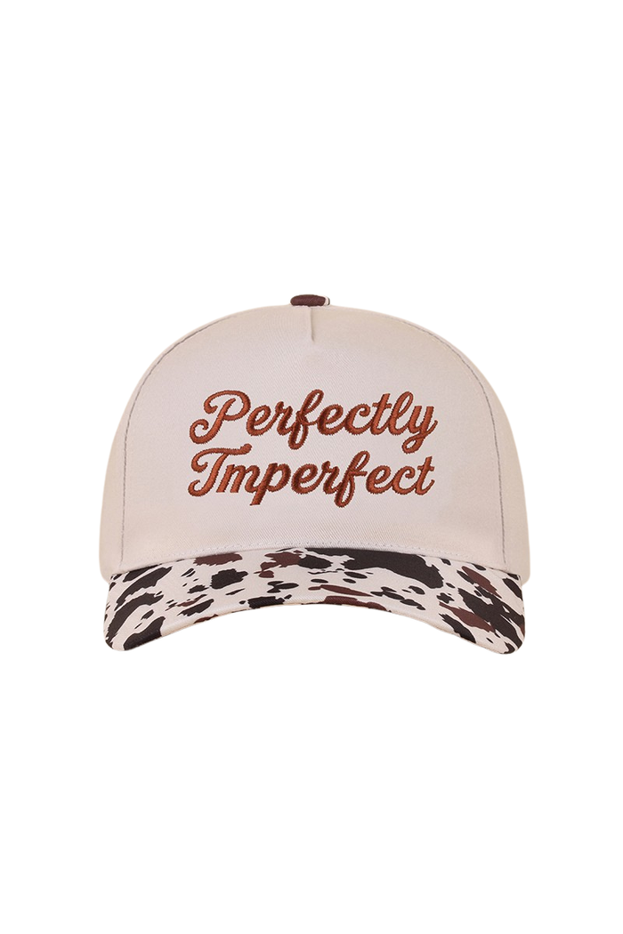 "Perfectly Imperfect" Ball Cap-Cow-Cute-Trendy-Shop-Womens-Boutique-Clothing-Store
