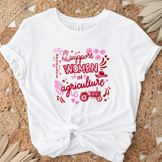 Pink and Red Support Women In Ag- Bella Canvas T-Shirt