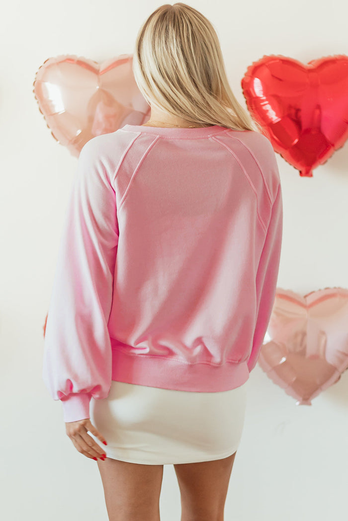 Pink Hugs and Kisses Pop Up Embroidered Raglan Sleeve Sweatshirt - Tops/Sweatshirts & Hoodies