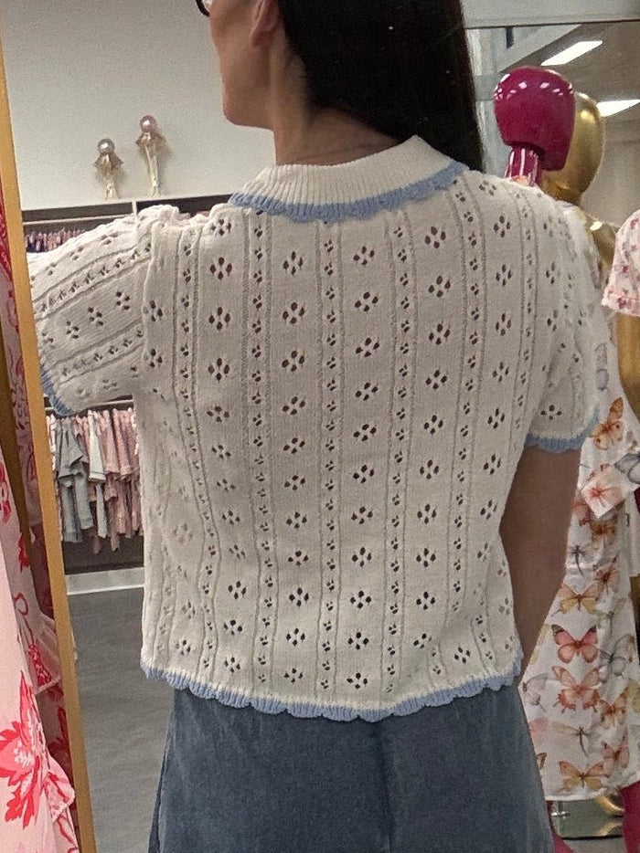 Pointelle Knit Button-Front Top - Intimate Whispers