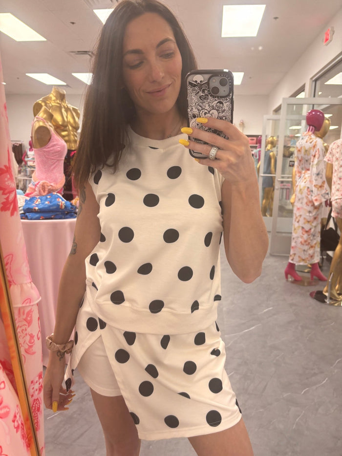 Polka Dot Tank Split Mini Skort Set - Intimate Whispers