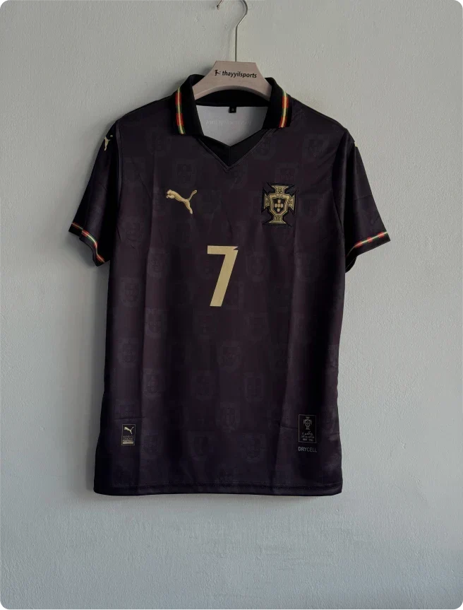 PORTUGAL 25-26 BLACK KIT RONALDO POLO PREMIUM PRINTED