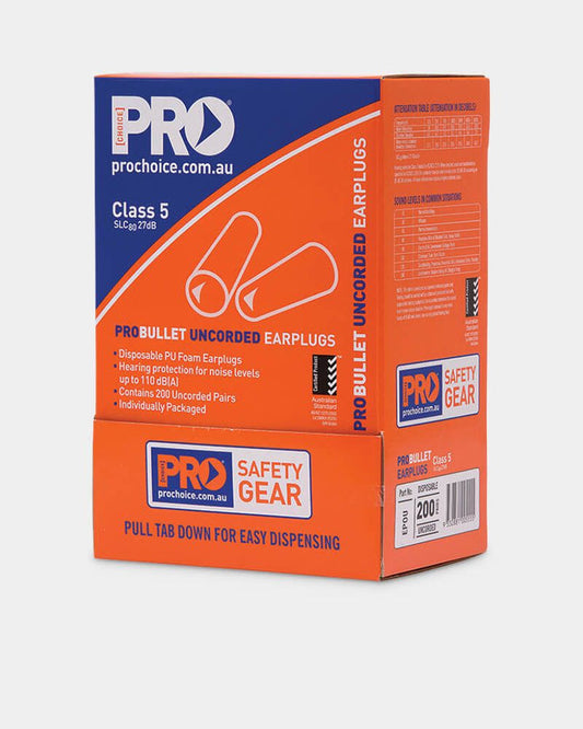 Probullet Disposable Uncorded Earplugs Box of 200 Pairs EPOU/200