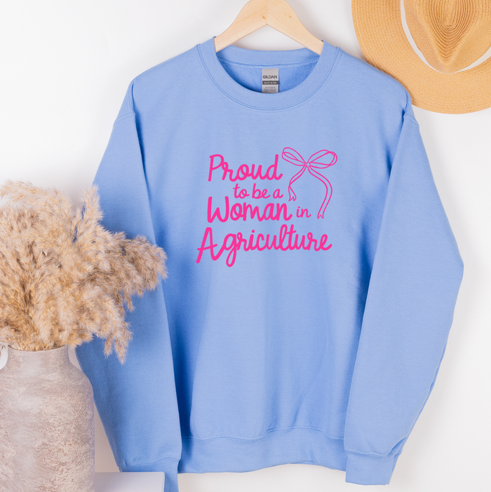 Proud To Be A Woman In Ag Bow Pink– Crewneck