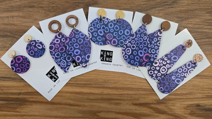Purple Berry Aboriginal Art Statement Earrings