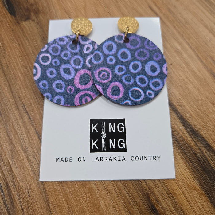 Purple Berry Aboriginal Art Statement Earrings