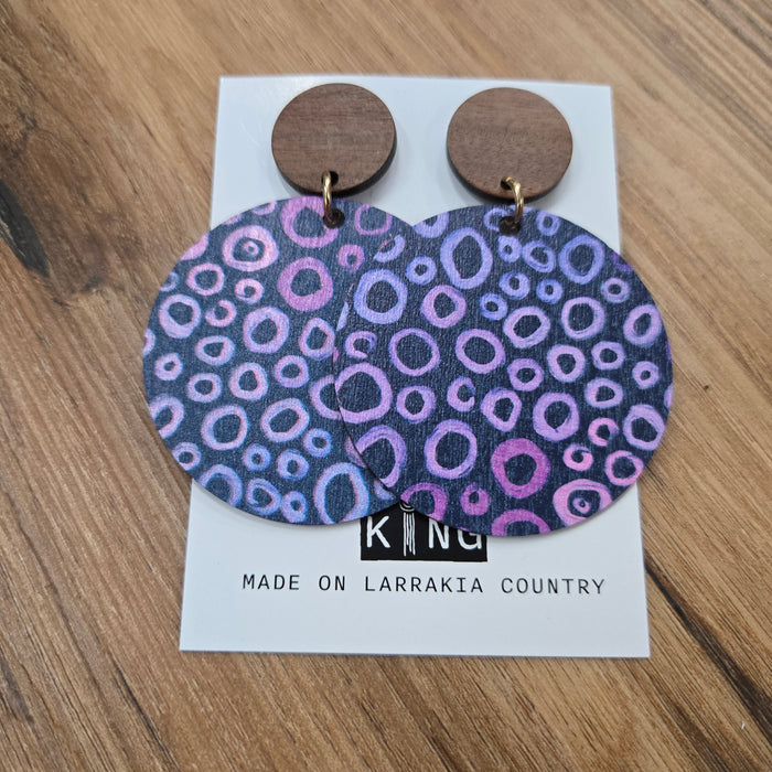 Purple Berry Aboriginal Art Statement Earrings