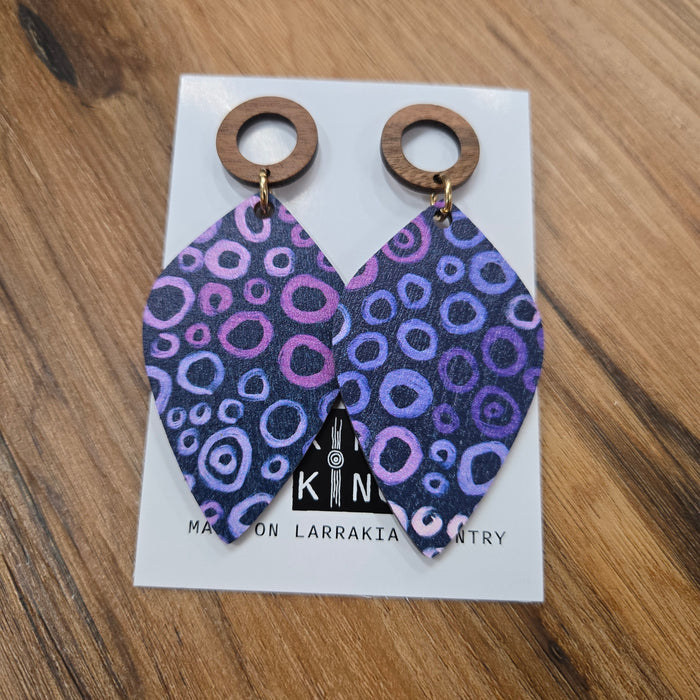 Purple Berry Aboriginal Art Statement Earrings