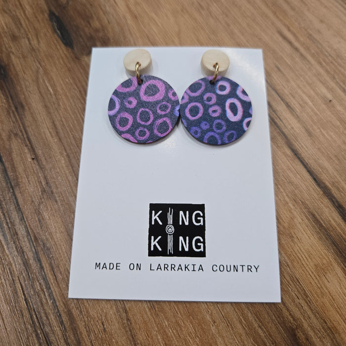 Purple Berry Aboriginal Art Statement Earrings