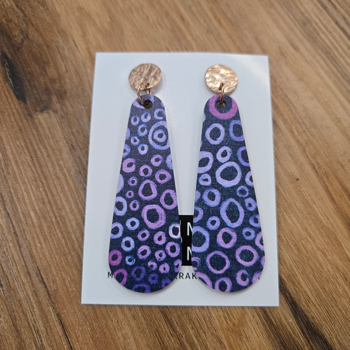 Purple Berry Aboriginal Art Statement Earrings