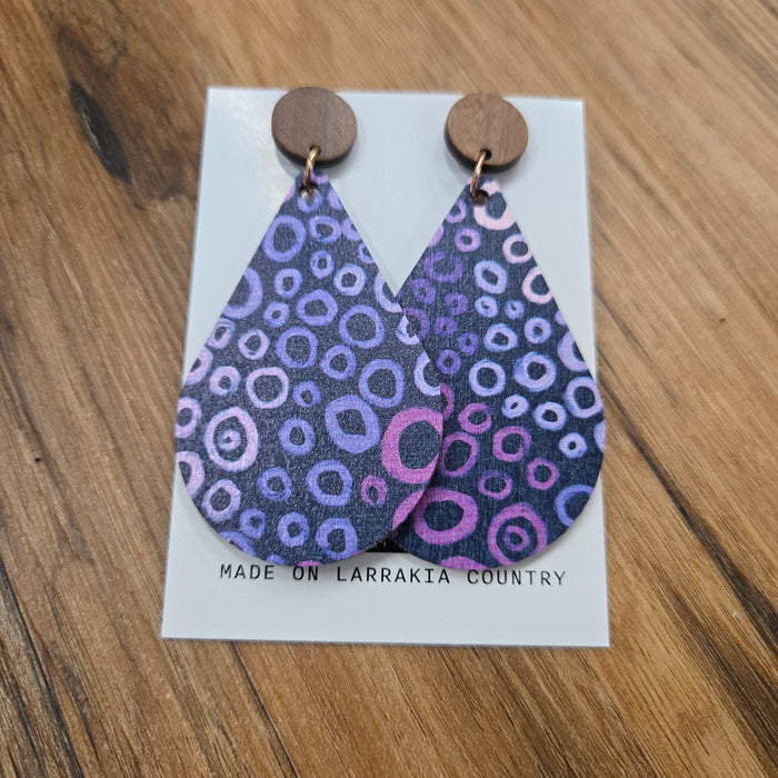 Purple Berry Aboriginal Art Statement Earrings