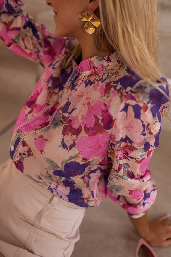 Purple floral Rory shirt floral print detail