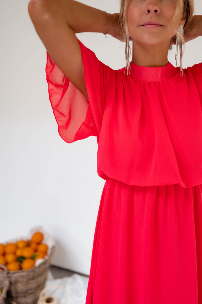 Raspberry Amandine mini dress side view