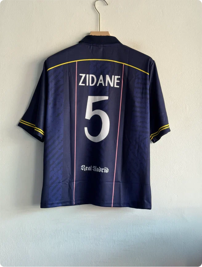 REAL MADRID NAVY RETRO KIT ZIDANE FIVESLEEVE POLO