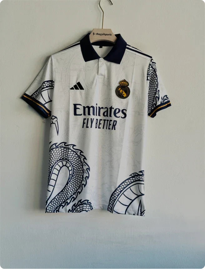 REAL MADRID WHITE DRAGON KIT POLO PRINTED PREMIUM