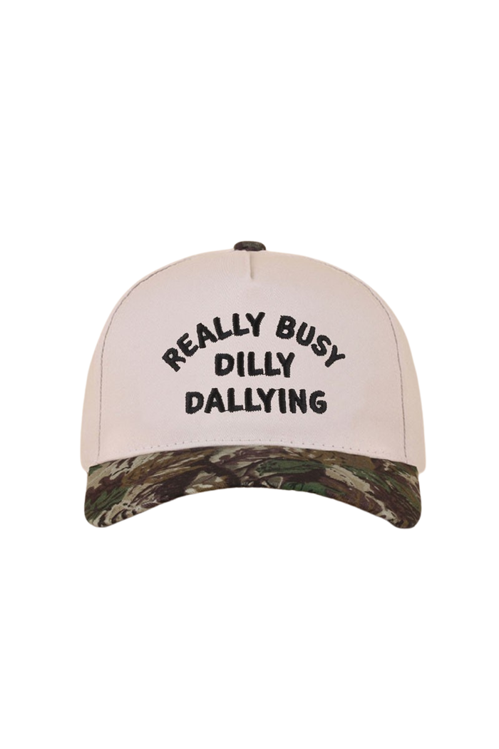 "Really Busy Dilly Dallying" Ball Cap-Camouflage-Cute-Trendy-Shop-Womens-Boutique-Clothing-Store