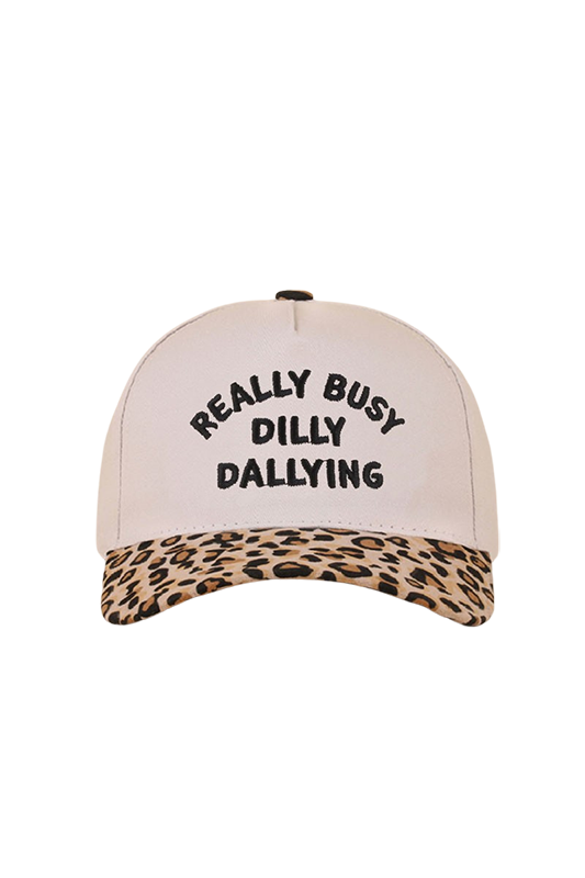 "Really Busy Dilly Dallying" Ball Cap-Leopard-Cute-Trendy-Shop-Womens-Boutique-Clothing-Store