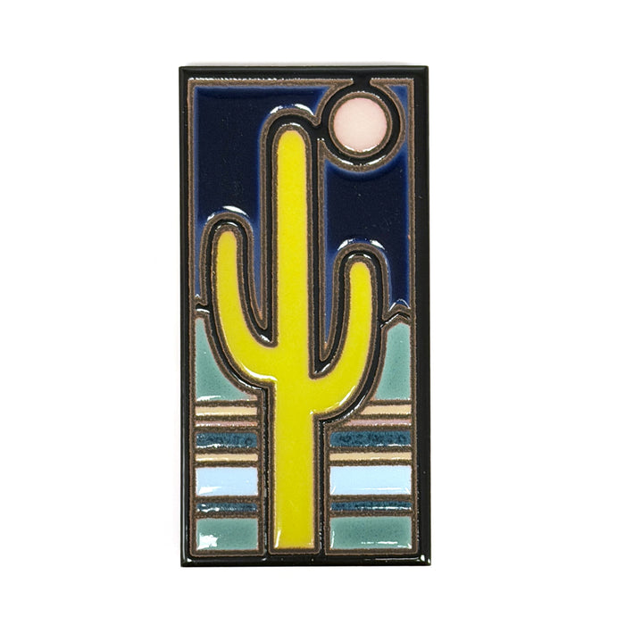 Retro Saguaro Hand Glazed Tile