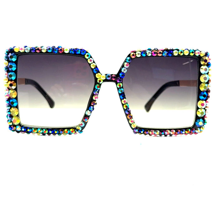 Style the Rhinestone Ombre Oversized Square Frame Sunglasses exclusively at Born To Glam