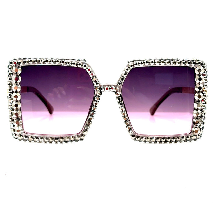 Style the Rhinestone Ombre Oversized Square Frame Sunglasses exclusively at Born To Glam