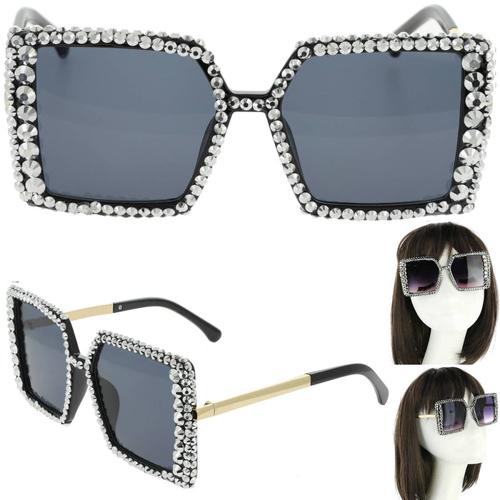 Style the Rhinestone Ombre Oversized Square Frame Sunglasses exclusively at Born To Glam