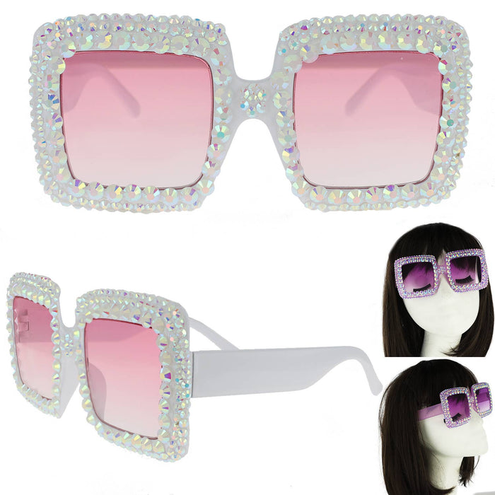 Style the Rhinestone Oversized Square Frame Sunglasses exclusively at Born To Glam