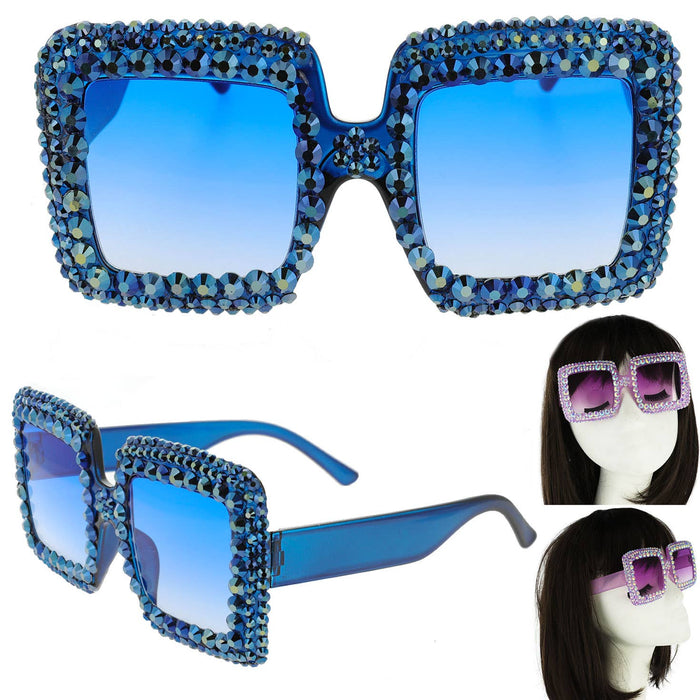 Style the Rhinestone Oversized Square Frame Sunglasses exclusively at Born To Glam