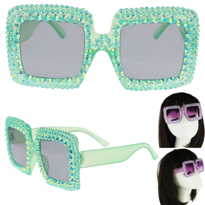 Style the Rhinestone Oversized Square Frame Sunglasses exclusively at Born To Glam