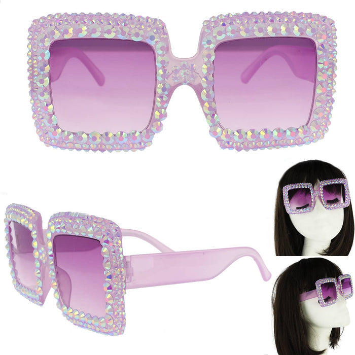 Style the Rhinestone Oversized Square Frame Sunglasses exclusively at Born To Glam