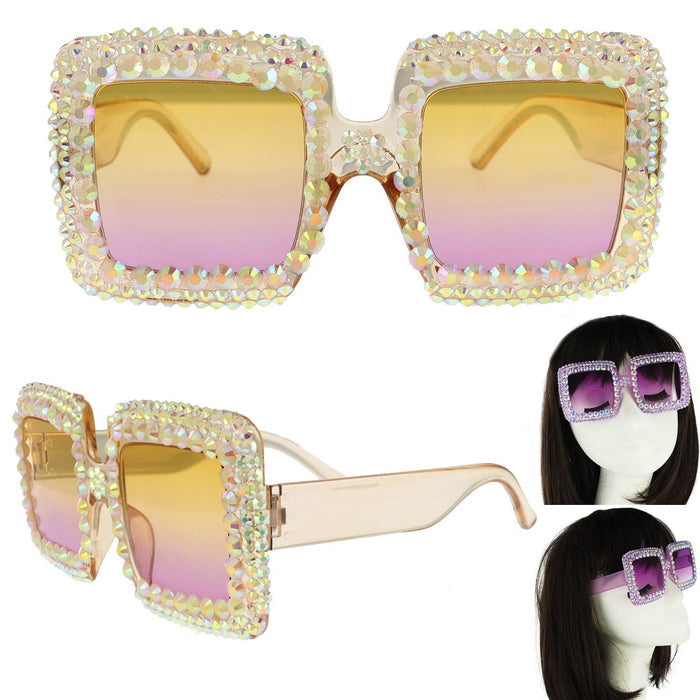 Style the Rhinestone Oversized Square Frame Sunglasses exclusively at Born To Glam