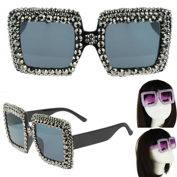 Style the Rhinestone Oversized Square Frame Sunglasses exclusively at Born To Glam