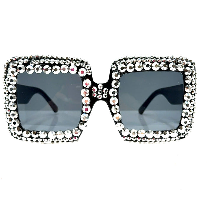 Style the Rhinestone Oversized Square Frame Sunglasses exclusively at Born To Glam