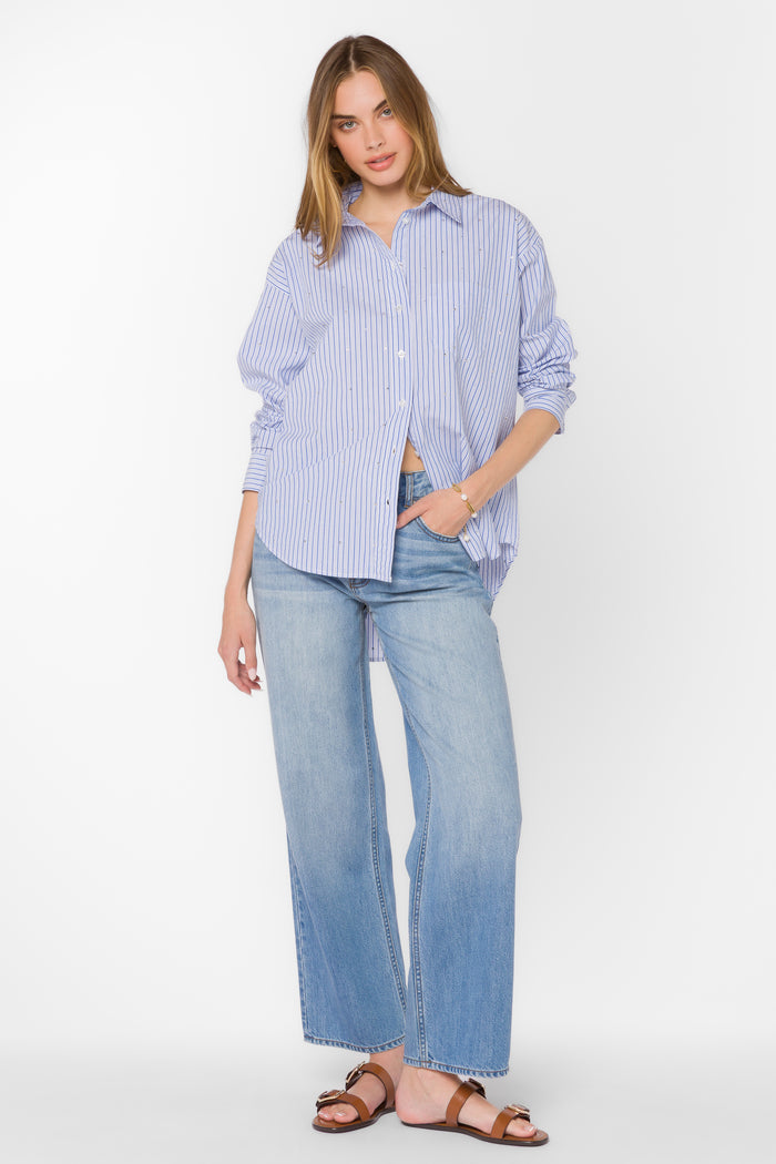 Ricky Blue Stripe Shirt - Tops - Velvet Heart Clothing