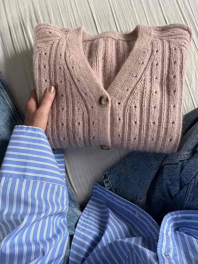 SKELET Rikke cardigan No 1 by Rikke Jönsson, No 2 + silk mohair knitting kit Knitting kits Rikke Jönsson