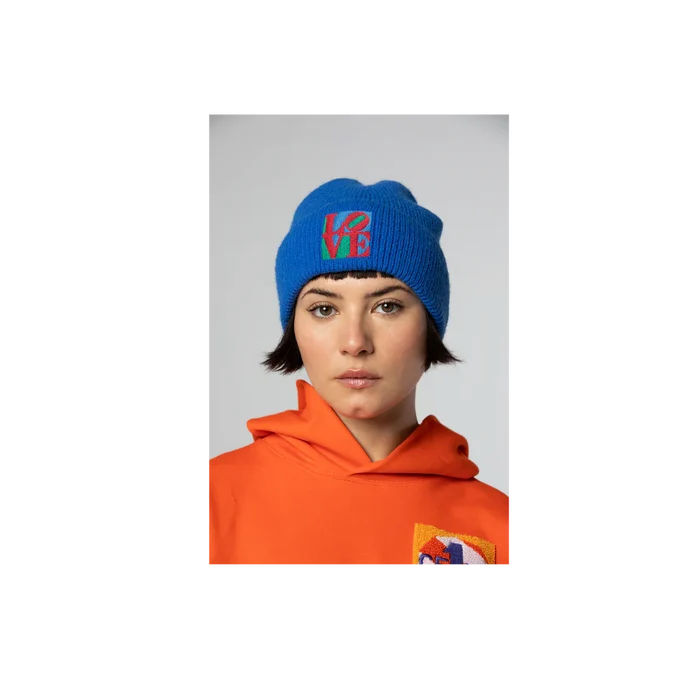 Robert Indiana LOVE Knit Beanie, Blue