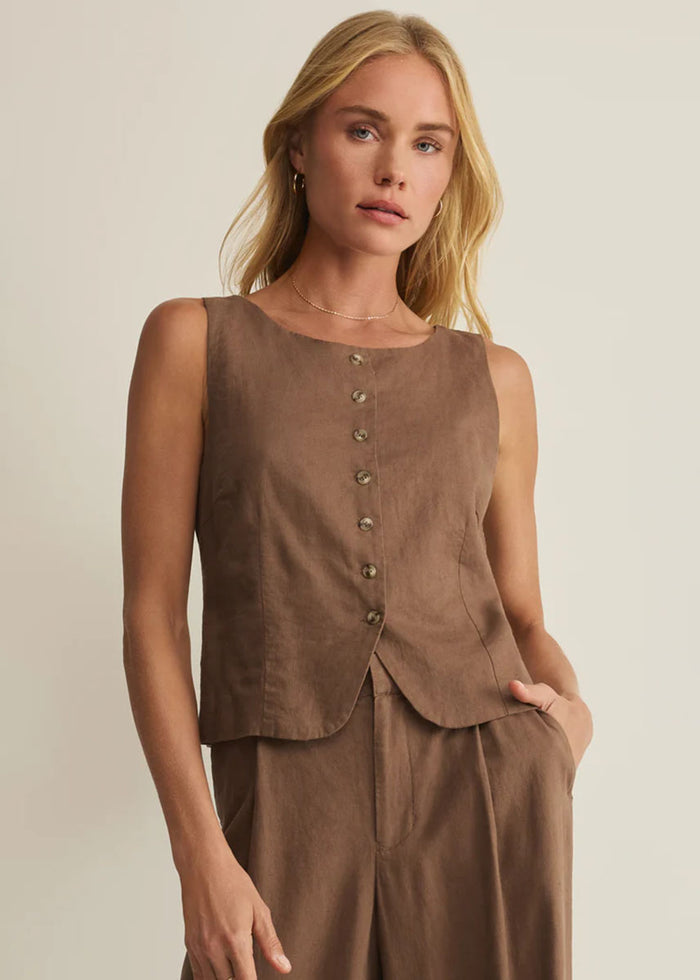 Roman Linen Vest - Palo Santo