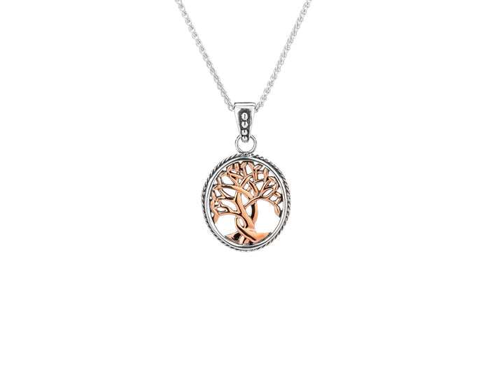 Rose Gold and Sterling Silver Celtic Tree of Life Necklace